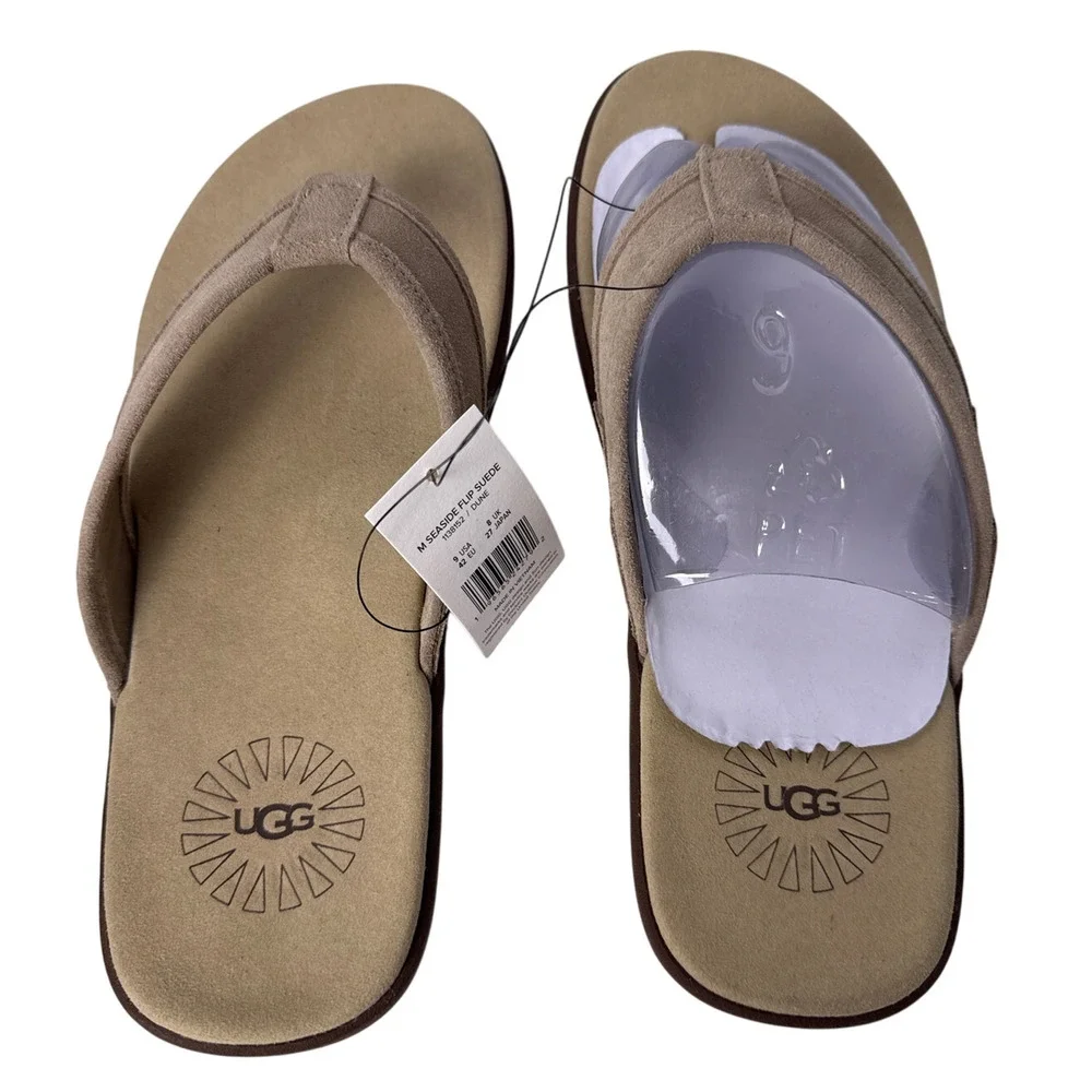 UGG Seaside Thong Flip Flop Sandals Mens 9D‎ Suede Dune Slip On NWT